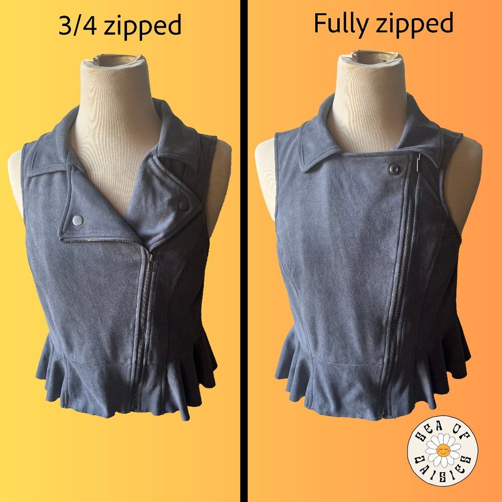 Lauren Conrad faux suede peplum vest in gray size 2